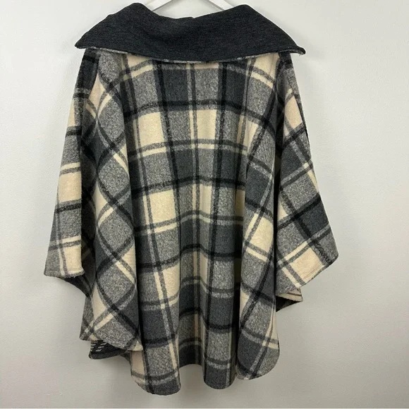 Free People Women’s Plaid Hooded Poncho One Size - Picture 2 of 5
